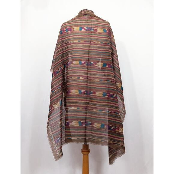 Albert Nipon Accessories - Albert Nipon Scarf Brown Southwestern Print Wool Square 42 x 43